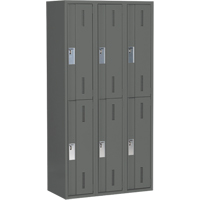 Concorde Heavy-Duty Lockers, 2 -tier, Bank of 3, 36" x 18" x 72", Steel, Charcoal, Welded (Assembled) We Share Industrial Supply