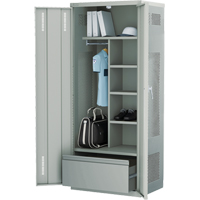 Deluxe Gear Locker, Steel, 36" W x 24" D x 72" H, Grey We Share Industrial Supply