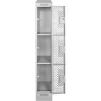 Clean Line Lockers, 3 -tier, 12" x 12" x 72", Steel, Grey, Rivet (Assembled), Perforated We Share Industrial Supply