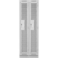Clean Line Lockers, Bank of 2, 24" x 15" x 76", Steel, Grey, Rivet (Assembled), Perforated We Share Industrial Supply