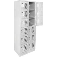 Petit casier perfor&eacute; Clean-Line, 6 niveaux, Bloc de 2, 12" x 72" x 12", Acier We Share Industrial Supply