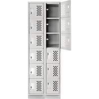 Petit casier perfor&eacute; Clean-Line, 6 niveaux, Bloc de 2, 12" x 72" x 12", Acier We Share Industrial Supply