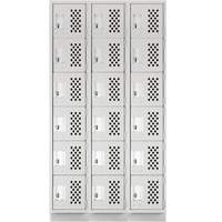 Assembled Lockerettes Clean Line Perforated Economy Lockers, 6 -tier, Bank of 3, 18" x 72" x 12", Steel We Share Industrial Supply