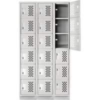 Assembled Lockerettes Clean Line Perforated Economy Lockers, 6 -tier, Bank of 3, 18" x 72" x 12", Steel We Share Industrial Supply