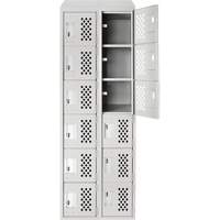 Assembled Lockerettes Clean Line Perforated Economy Lockers, 6 -tier, Bank of 2, 18" x 72" x 12", Steel We Share Industrial Supply