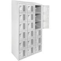 Assembled Lockerettes Clean Line Perforated Economy Lockers, 6 -tier, Bank of 3, 18" x 72" x 12", Steel We Share Industrial Supply