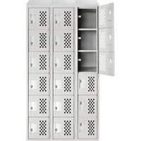 Assembled Lockerettes Clean Line Perforated Economy Lockers, 6 -tier, Bank of 3, 18" x 72" x 12", Steel We Share Industrial Supply