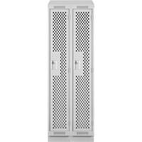 Clean Line Lockers, Bank of 2, 24" x 15" x 82", Steel, Grey, Rivet (Assembled), Perforated We Share Industrial Supply