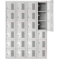 Petits casiers Clean Line, 6 niveaux, Bloc de 4, 18" x 72" x 12", Acier We Share Industrial Supply