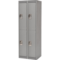 Lockers, 2 -tier, Bank of 2, 24" x 18" x 72", Steel, Grey, Knocked Down We Share Industrial Supply