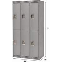 Lockers, 2 -tier, Bank of 3, 36" x 18" x 72", Steel, Grey, Knocked Down We Share Industrial Supply