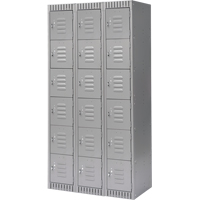 Casiers, 6 niveaux, Bloc de 3, 36" x 18" x 72", Acier, Gris, D&eacute;mont&eacute; We Share Industrial Supply