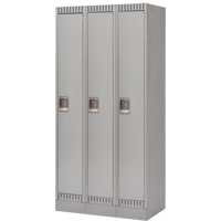 Lockers, Bank of 3, 36" x 18" x 76", Steel, Grey, Knocked Down We Share Industrial Supply