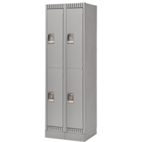 Lockers, 2 -tier, Bank of 2, 24" x 18" x 76", Steel, Grey, Knocked Down We Share Industrial Supply