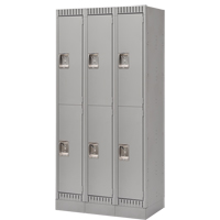 Lockers, 2 -tier, Bank of 3, 36" x 18" x 76", Steel, Grey, Knocked Down We Share Industrial Supply