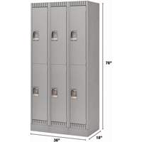 Lockers, 2 -tier, Bank of 3, 36" x 18" x 76", Steel, Grey, Knocked Down We Share Industrial Supply