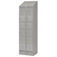 Lockers, 6 -tier, Bank of 2, 24" x 18" x 86", Steel, Grey, Knocked Down We Share Industrial Supply