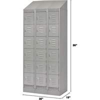 Lockers, 6 -tier, Bank of 3, 36" x 18" x 86", Steel, Grey, Knocked Down We Share Industrial Supply