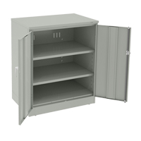 Deluxe Counter High Cabinet, Steel, 2 Shelves, 42" H x 36" W x 24" D, Light Grey We Share Industrial Supply