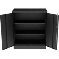 Armoire standard &agrave; hauteur de comptoir, Acier, 2 Tablettes, 42" h x 36" la x 18" P, Noir We Share Industrial Supply