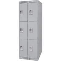 Lockers, 3 -tier, Bank of 2, 24" x 18" x 72", Steel, Grey, Knocked Down We Share Industrial Supply