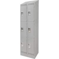 Lockers, 3 -tier, Bank of 2, 24" x 18" x 86", Steel, Grey, Knocked Down We Share Industrial Supply