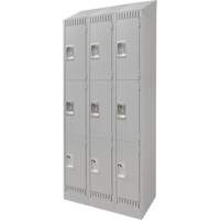 Lockers, 3 -tier, Bank of 3, 36" x 18" x 86", Steel, Grey, Knocked Down We Share Industrial Supply