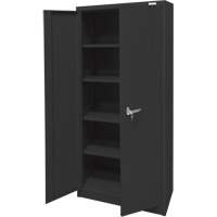 Armoire d'entreposage, Acier, 4 Tablettes, 66" h x 30" la x 15" P, Noir We Share Industrial Supply