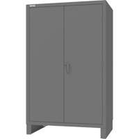Cabinet with Recessed Pegboard Doors, Steel, 4 Shelves, 78" H x 48" W x 30" D, Grey We Share Industrial Supply
