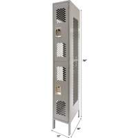 Casiers ventil&eacute;s, 2 niveaux, 12" x 18" x 78", Acier, Gris, D&eacute;mont&eacute;, Perfor&eacute; We Share Industrial Supply