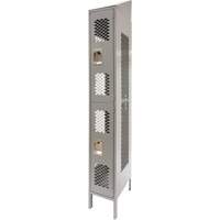 Casiers ventil&eacute;s, 2 niveaux, 12" x 18" x 88", Acier, Gris, D&eacute;mont&eacute;, Perfor&eacute; We Share Industrial Supply