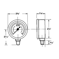 Manom&egrave;tres,  2-1/2", 30" Hg-0" Vac, Fixation inf&eacute;rieure, Analogique rempli de liquide We Share Industrial Supply