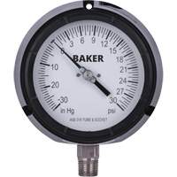 Manom&egrave;tre,  4-1/2", 30"-0-30 psi, Fixation inf&eacute;rieure, Analogique rempli de liquide We Share Industrial Supply