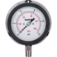 Manom&egrave;tre,  4-1/2", 0 - 15 psi/0 - 100 kPa, Fixation inf&eacute;rieure, Analogique rempli de liquide We Share Industrial Supply
