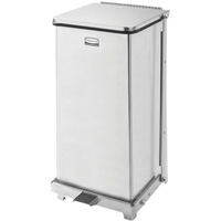 Corbeille &agrave; p&eacute;dale carr&eacute;e avec doublure Defenders, Acier inoxydable, Capacit&eacute; 6,5 gal. US We Share Industrial Supply