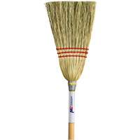 Lobby Corn Broom, 3-String, Wood Handle We Share Industrial Supply