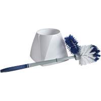 Toilet Brush with Lip & Holder, 15" L, Synthetic Bristles, White We Share Industrial Supply