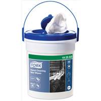 Lingettes humides nettoyantes pour les mains en seau, 58 lingettes, 10-3/5" x 10-3/5" We Share Industrial Supply