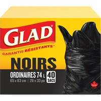 Sacs &agrave; ordures 74 L, R&eacute;gulier, 26" la x 33" lo, Noir We Share Industrial Supply