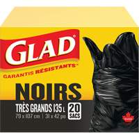 Sacs &agrave; ordures 135 L, R&eacute;gulier, 31" la x 42" lo, Noir We Share Industrial Supply