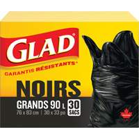 Sacs &agrave; ordures 90 L, R&eacute;gulier, 30" la x 33" lo, Noir We Share Industrial Supply