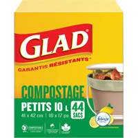 Petits sacs de compostage, R&eacute;gulier, 17" lo x 16" la, Brun, Capacit&eacute; de 10 L (3 gal.) We Share Industrial Supply
