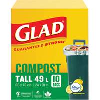Sacs de compostage hauts, R&eacute;gulier, 31" lo x 24" la, Brun, Capacit&eacute; de 49 L (13 gal.) We Share Industrial Supply