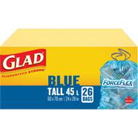 Sacs de recyclage 45 L, R&eacute;gulier, 24" la x 28" lo, Bleu We Share Industrial Supply