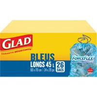 Sacs de recyclage 45 L, R&eacute;gulier, 24" la x 28" lo, Bleu We Share Industrial Supply