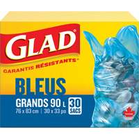Sacs de recyclage 45 L, R&eacute;gulier, 30" la x 33" lo, Bleu We Share Industrial Supply