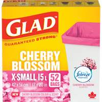 Sacs parfum&eacute;s et de couleur fleur de cerisier de Glad, Fort, 17" la x 20" lo, Rose, Capacit&eacute; 15 L (3,96 gal) We Share Industrial Supply