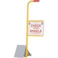 Wheel Chock with Handle & Sign, 7" W x 11-7/8" D x 7-11/16" H We Share Industrial Supply