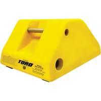 Cale-roue pour &eacute;quipement lourd de 255 tonnes avec poign&eacute;e et trou, Ur&eacute;thane, Jaune We Share Industrial Supply