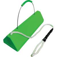 Checkers Safety SafeRay  Aircraft Wheel Chock with Loop Rope Cable Handle, Urethane, Fluorescent Green, 24" W x 8" D x 6" H We Share Industrial Supply